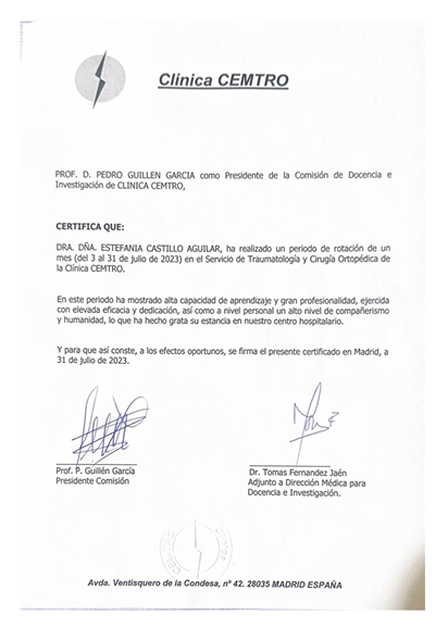 Diploma Dra. Estefanía Castillo Aguilar